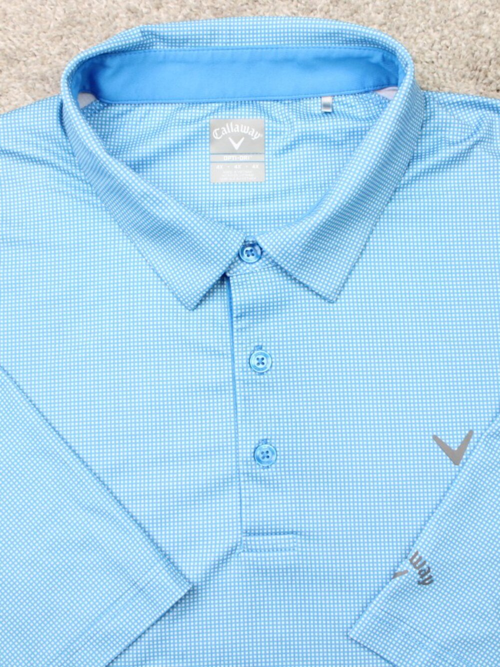 Callaway Polo Shirt Mens 4XL Blue Geometric Opti-Dri Golf Stretch Short Sleeve